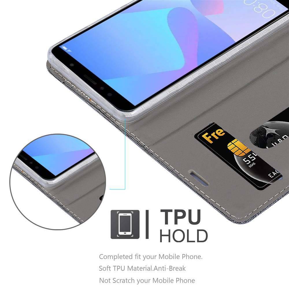Cadorabo Hülle für Huawei Y6 PRIME Schutzhülle in Grau Handy Hülle Etui Book Case Cover