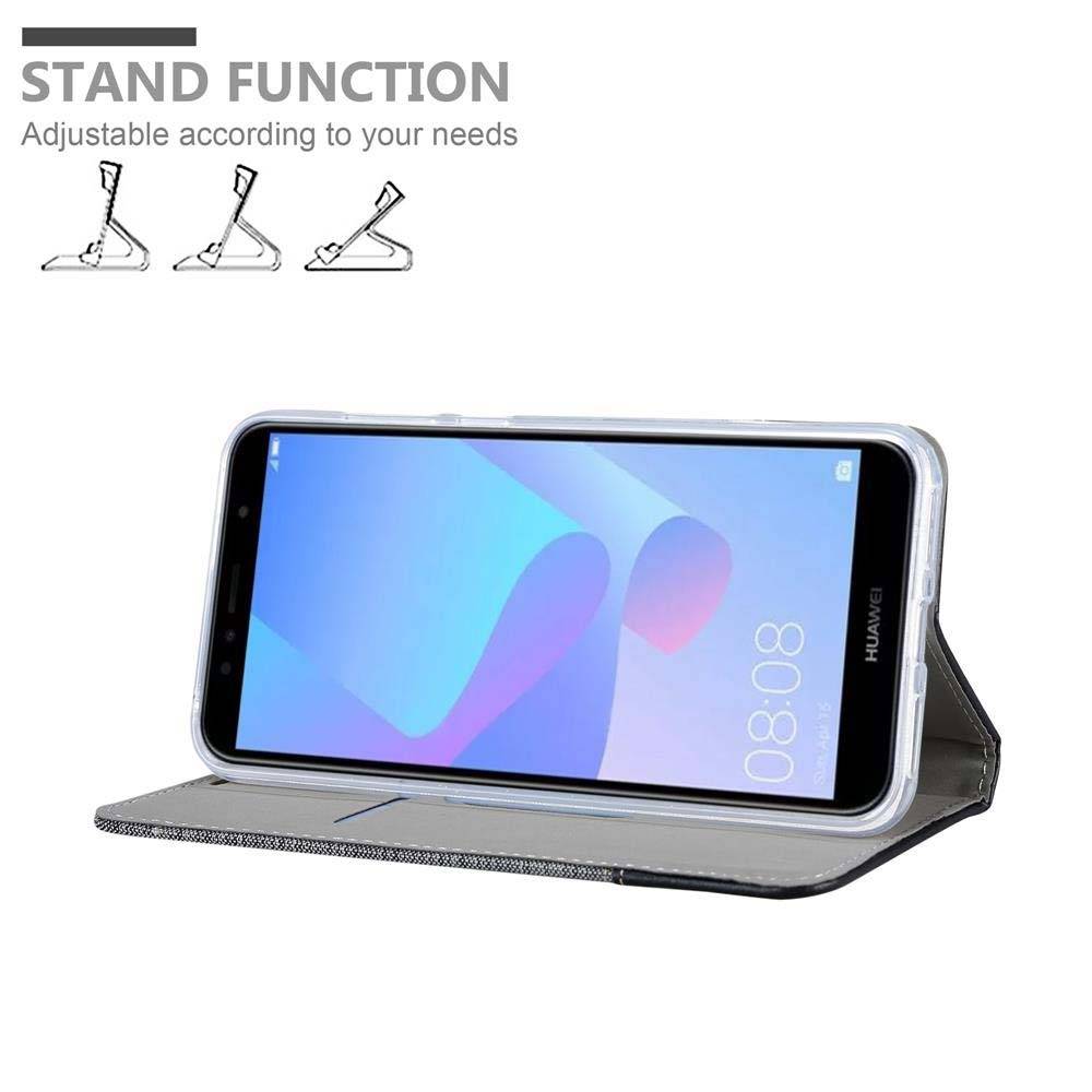 Cadorabo Hülle für Huawei Y6 PRIME Schutzhülle in Grau Handy Hülle Etui Book Case Cover