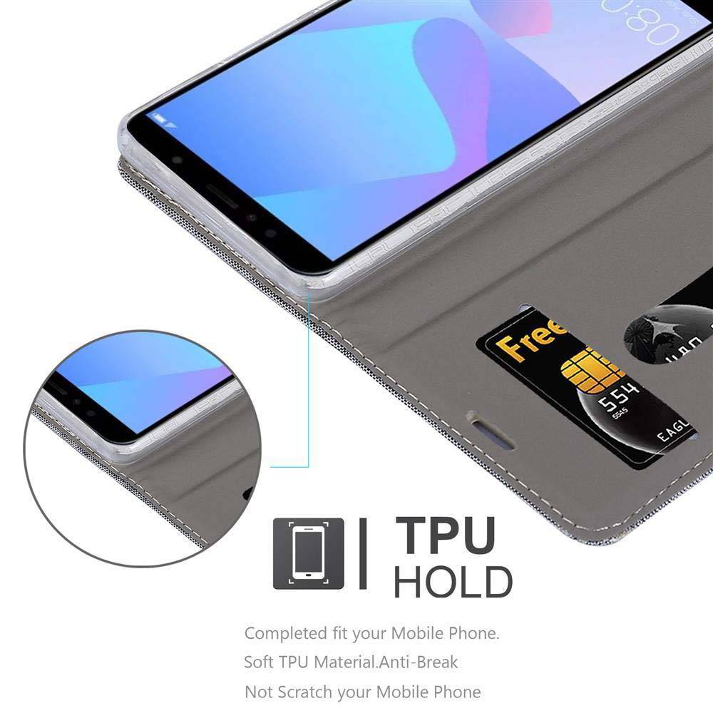 Cadorabo Hülle für Huawei Y6 PRIME Schutzhülle in Grau Handy Hülle Etui Book Case Cover