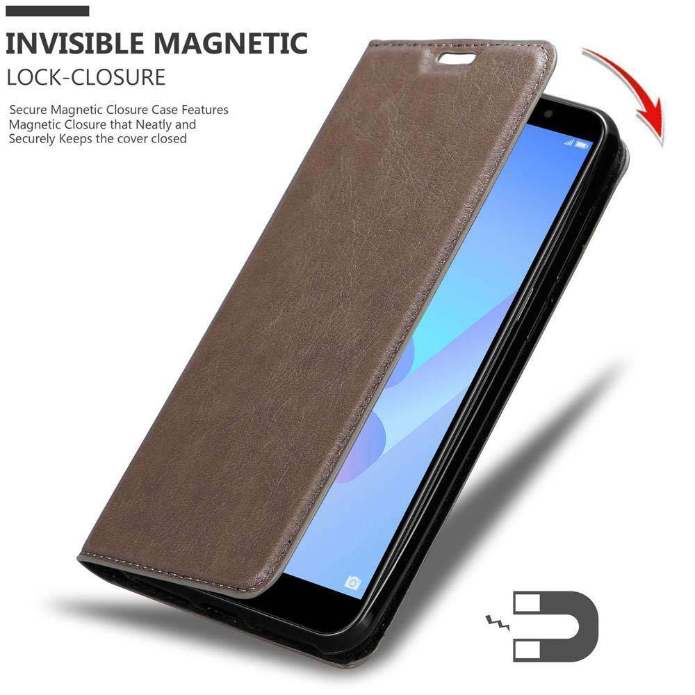 Cadorabo Hülle für Huawei Y6 PRIME Schutz Hülle in Braun Handyhülle Etui Case Cover Magnetverschluss