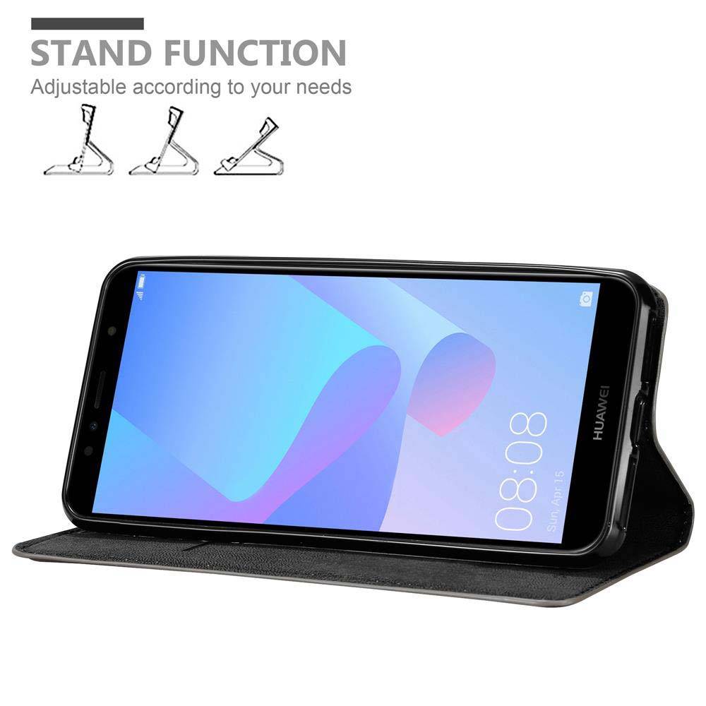 Cadorabo Hülle für Huawei Y6 PRIME Schutz Hülle in Braun Handyhülle Etui Case Cover Magnetverschluss