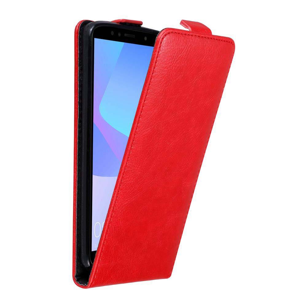 Cadorabo Hülle für Honor 7A / Huawei Y6 PRIME 2018 Schutz Hülle in Rot Flip Etui Handyhülle Case Cover