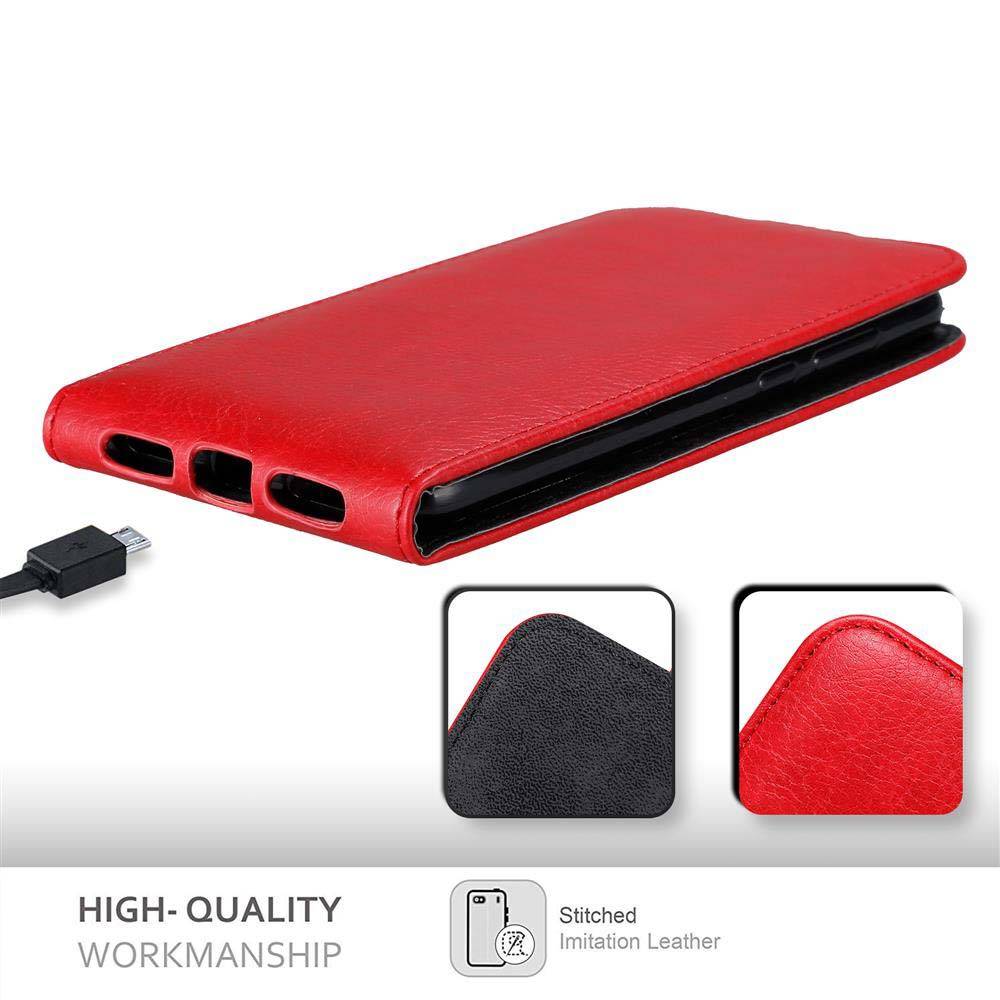 Cadorabo Hülle für Honor 7A / Huawei Y6 PRIME 2018 Schutz Hülle in Rot Flip Etui Handyhülle Case Cover