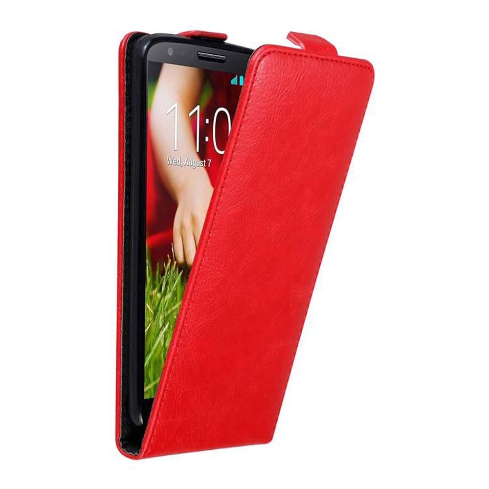 Cadorabo Hülle für LG G2 Schutz Hülle in Rot Flip Etui Handyhülle Case Cover