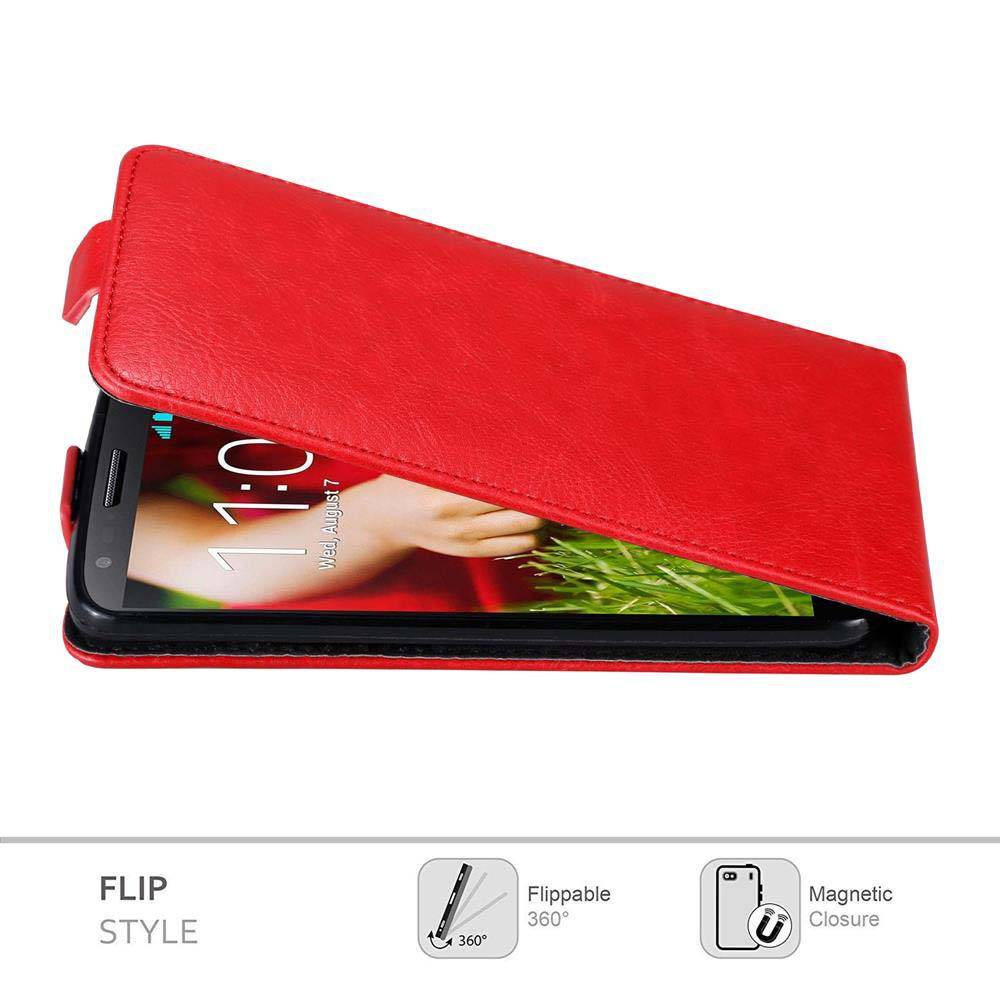 Cadorabo Hülle für LG G2 Schutz Hülle in Rot Flip Etui Handyhülle Case Cover