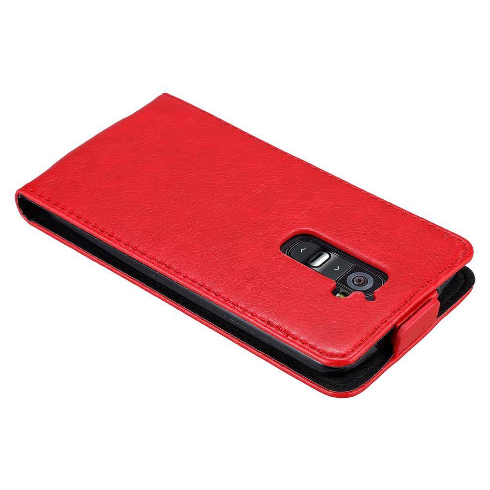 Cadorabo Hülle für LG G2 Schutz Hülle in Rot Flip Etui Handyhülle Case Cover