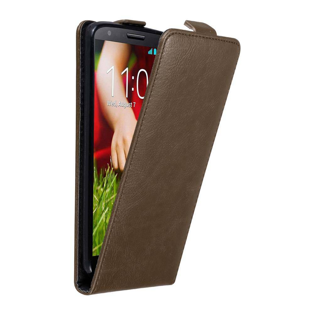 Cadorabo Hülle für LG G2 Schutz Hülle in Braun Flip Etui Handyhülle Case Cover