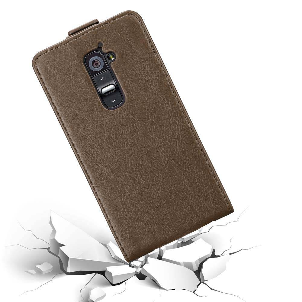 Cadorabo Hülle für LG G2 Schutz Hülle in Braun Flip Etui Handyhülle Case Cover