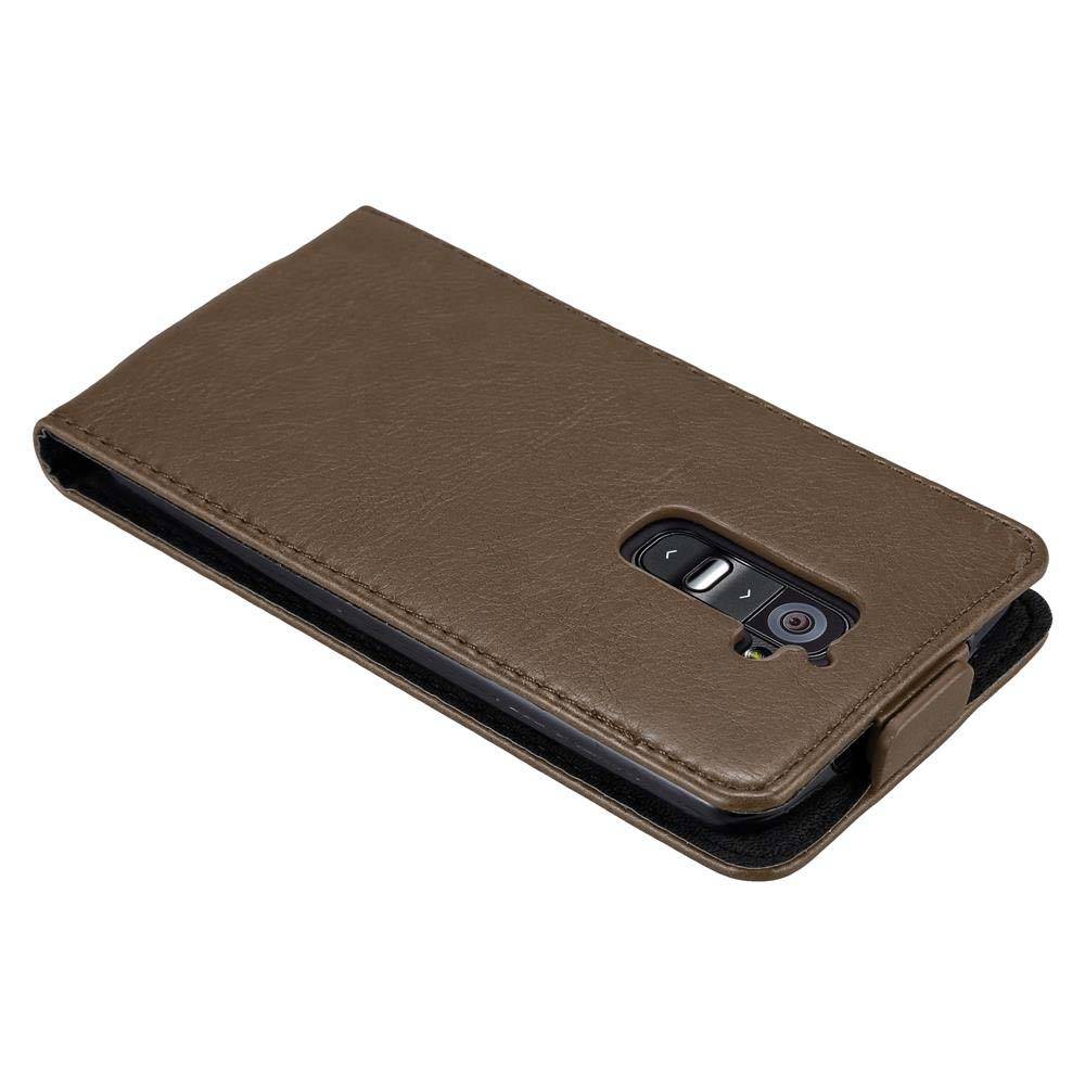 Cadorabo Hülle für LG G2 Schutz Hülle in Braun Flip Etui Handyhülle Case Cover