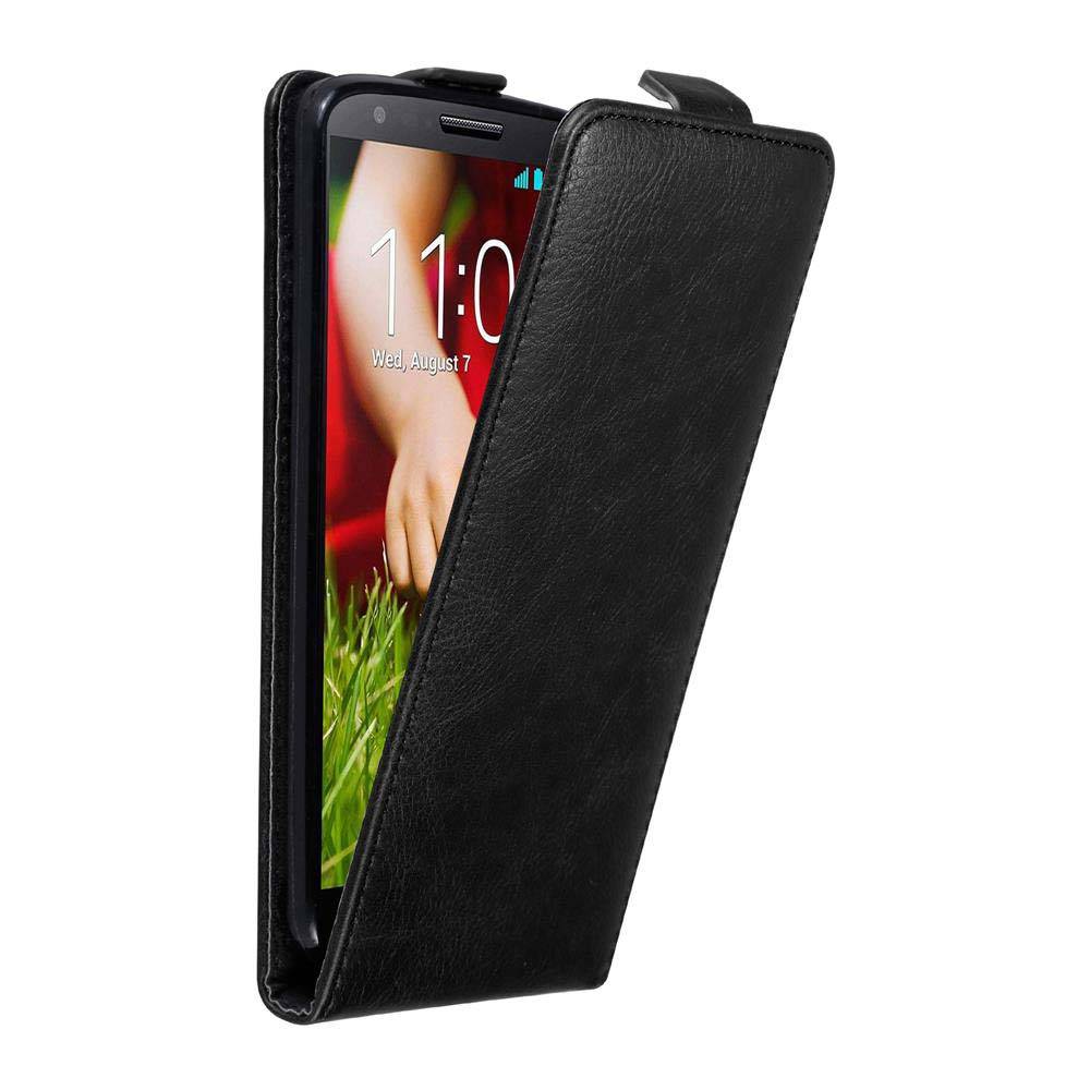 Cadorabo Hülle für LG G2 Schutz Hülle in Schwarz Flip Etui Handyhülle Case Cover