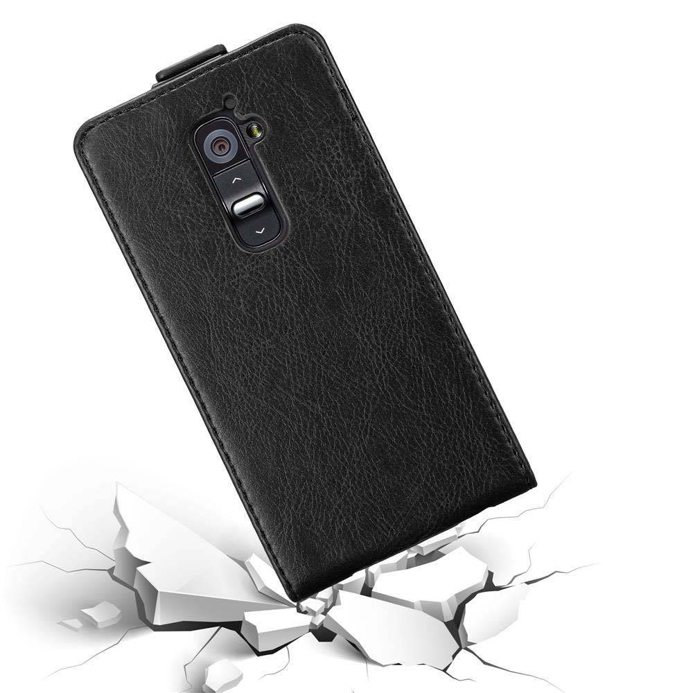 Cadorabo Hülle für LG G2 Schutz Hülle in Schwarz Flip Etui Handyhülle Case Cover