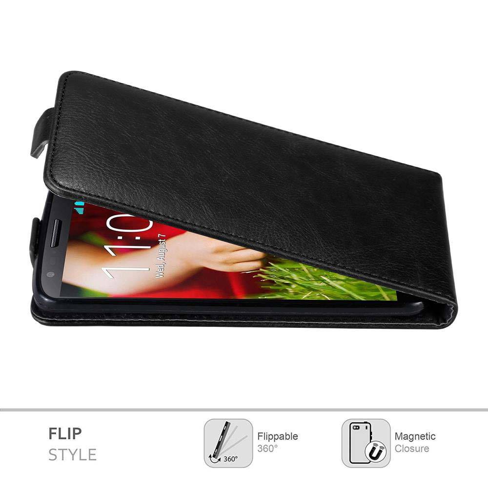 Cadorabo Hülle für LG G2 Schutz Hülle in Schwarz Flip Etui Handyhülle Case Cover