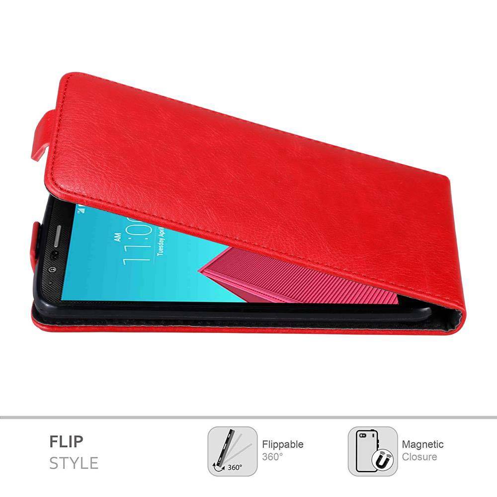 Cadorabo Hülle für LG G4 / G4 PLUS Schutz Hülle in Rot Flip Etui Handyhülle Case Cover