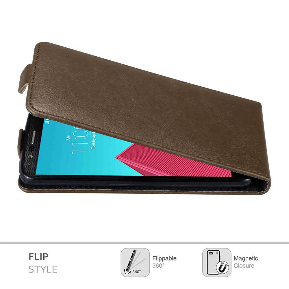 Cadorabo Hülle für LG G4 / G4 PLUS Schutz Hülle in Braun Flip Etui Handyhülle Case Cover