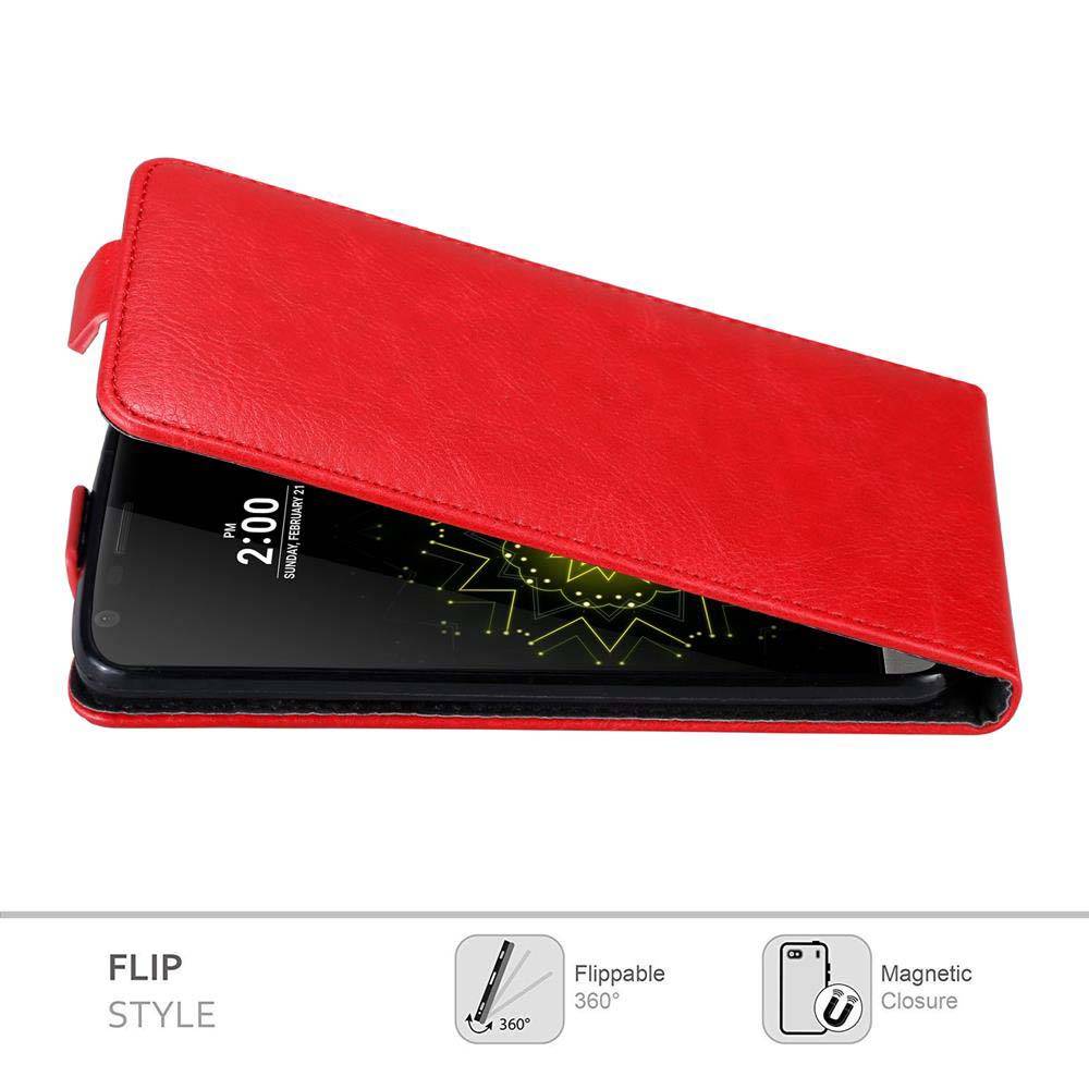 Cadorabo Hülle für LG G5 Schutz Hülle in Rot Flip Etui Handyhülle Case Cover