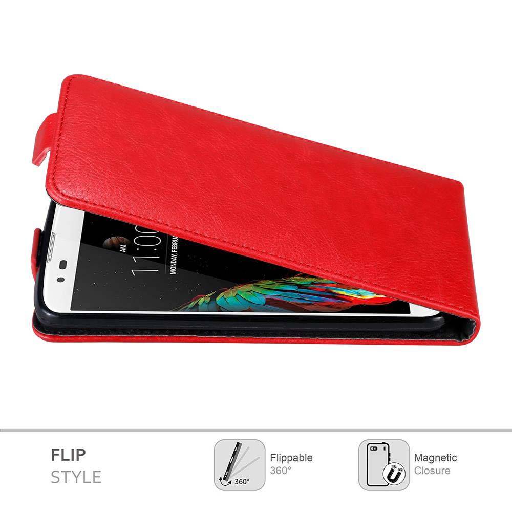 Cadorabo Hülle für LG K10 2016 Schutz Hülle in Rot Flip Etui Handyhülle Case Cover