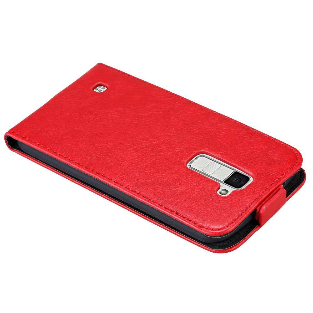 Cadorabo Hülle für LG K10 2016 Schutz Hülle in Rot Flip Etui Handyhülle Case Cover