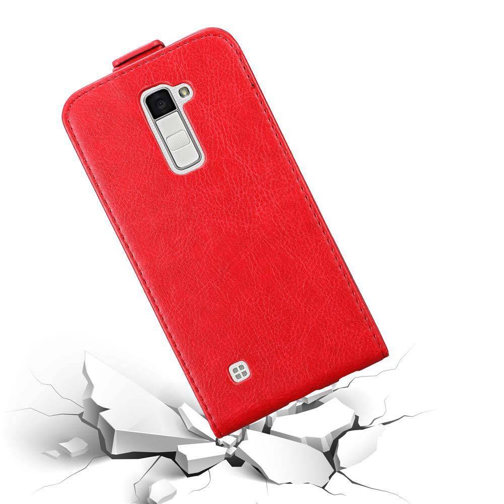 Cadorabo Hülle für LG K10 2016 Schutz Hülle in Rot Flip Etui Handyhülle Case Cover