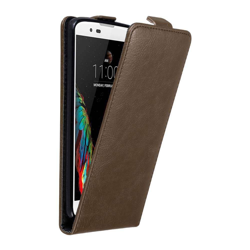 Cadorabo Hülle für LG K10 2016 Schutz Hülle in Braun Flip Etui Handyhülle Case Cover