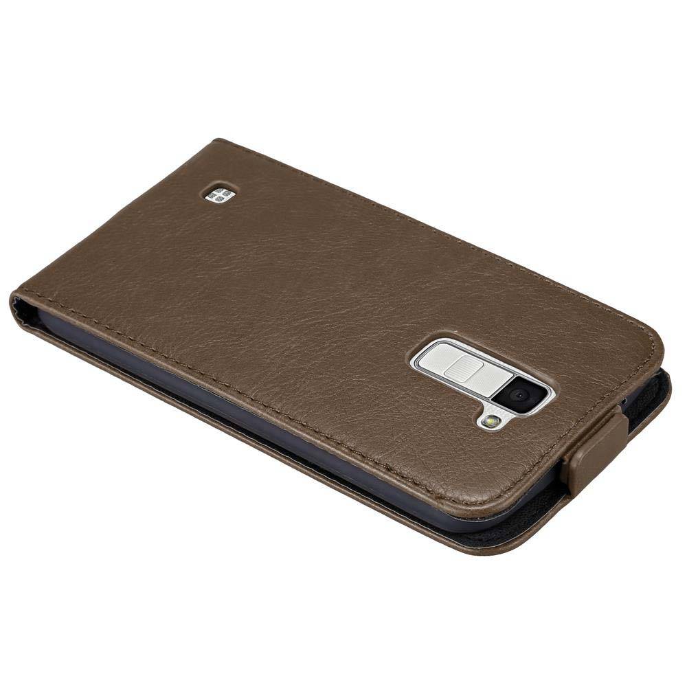 Cadorabo Hülle für LG K10 2016 Schutz Hülle in Braun Flip Etui Handyhülle Case Cover