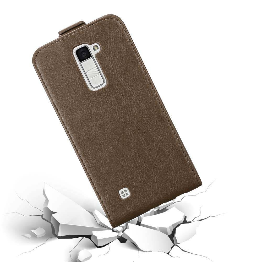 Cadorabo Hülle für LG K10 2016 Schutz Hülle in Braun Flip Etui Handyhülle Case Cover