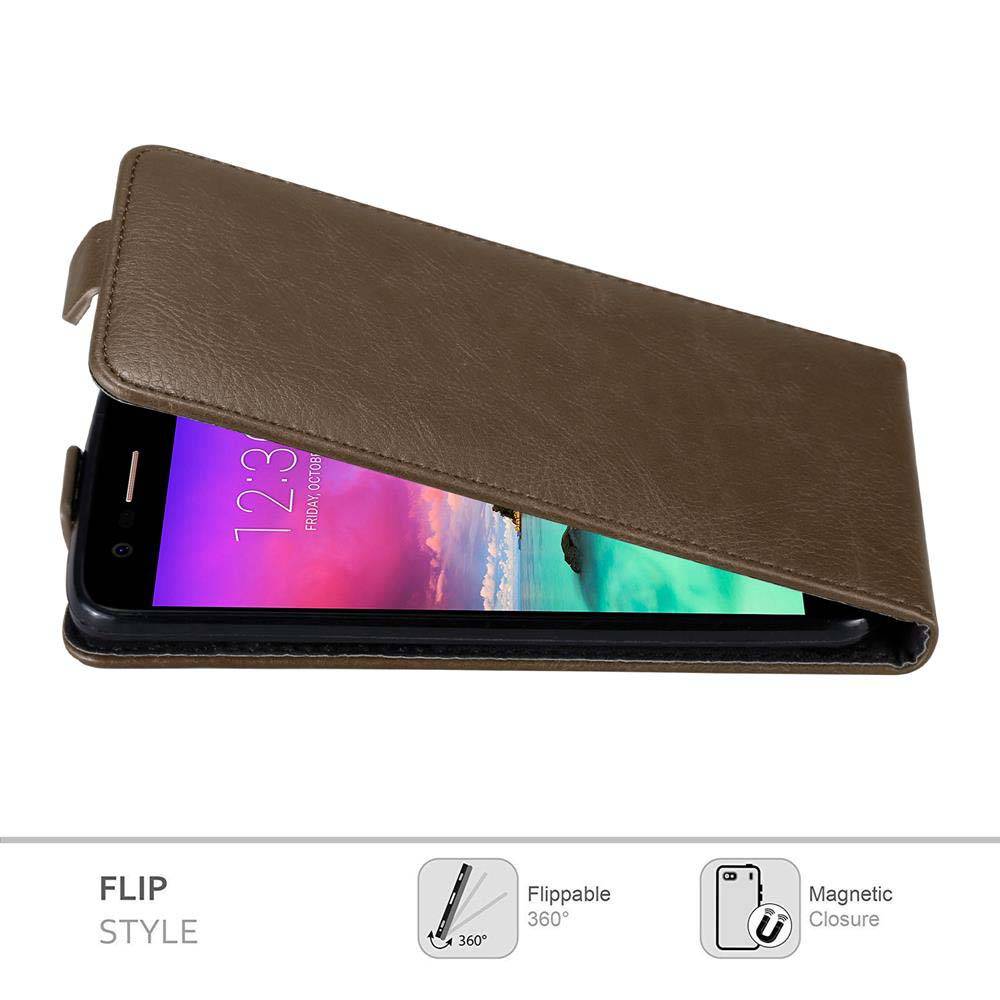 Cadorabo Hülle für LG K10 2017 Schutz Hülle in Braun Flip Etui Handyhülle Case Cover