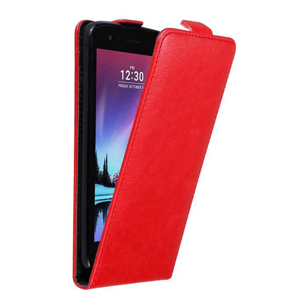 Cadorabo Hülle für LG K4 2017 Schutz Hülle in Rot Flip Etui Handyhülle Case Cover