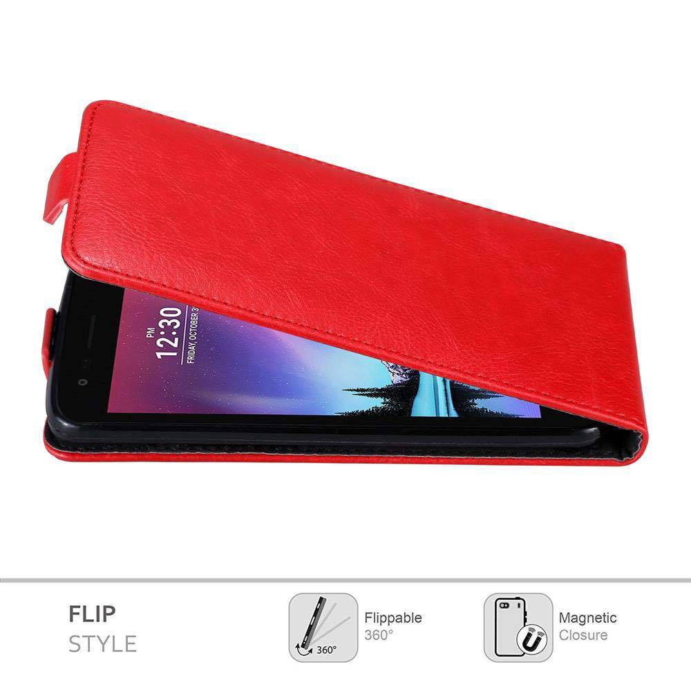 Cadorabo Hülle für LG K4 2017 Schutz Hülle in Rot Flip Etui Handyhülle Case Cover