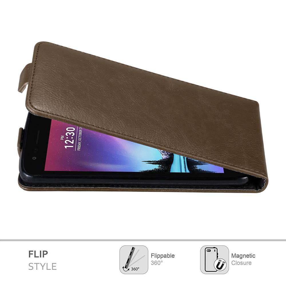 Cadorabo Hülle für LG K4 2017 Schutz Hülle in Braun Flip Etui Handyhülle Case Cover