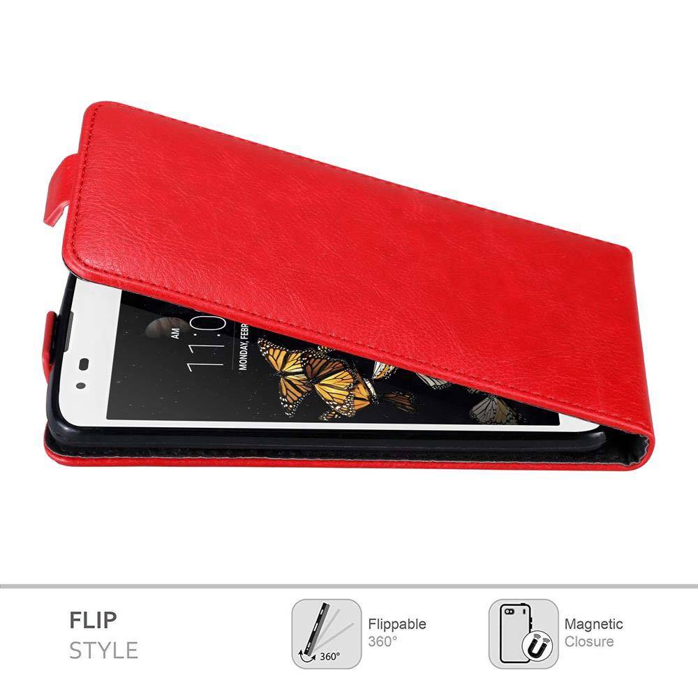 Cadorabo Hülle für LG K8 2016 Schutz Hülle in Rot Flip Etui Handyhülle Case Cover