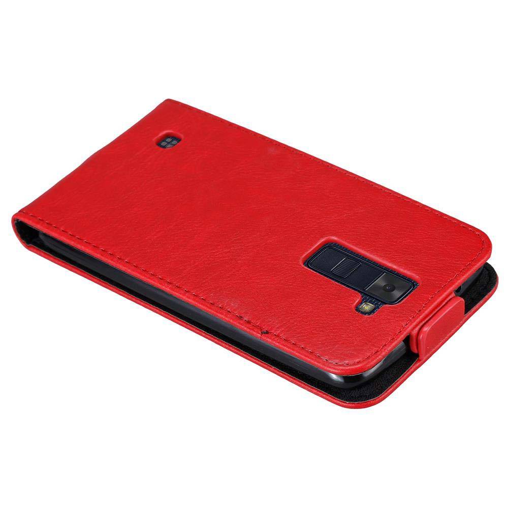 Cadorabo Hülle für LG K8 2016 Schutz Hülle in Rot Flip Etui Handyhülle Case Cover