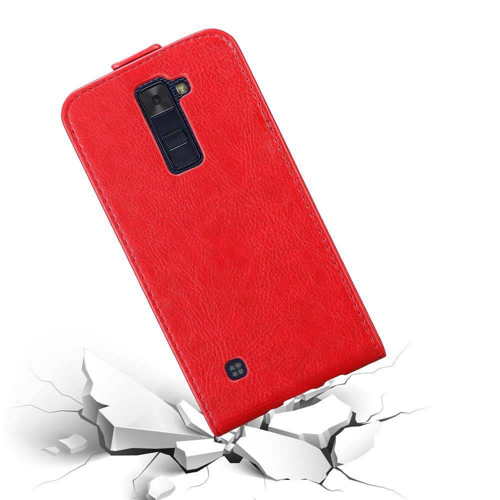 Cadorabo Hülle für LG K8 2016 Schutz Hülle in Rot Flip Etui Handyhülle Case Cover