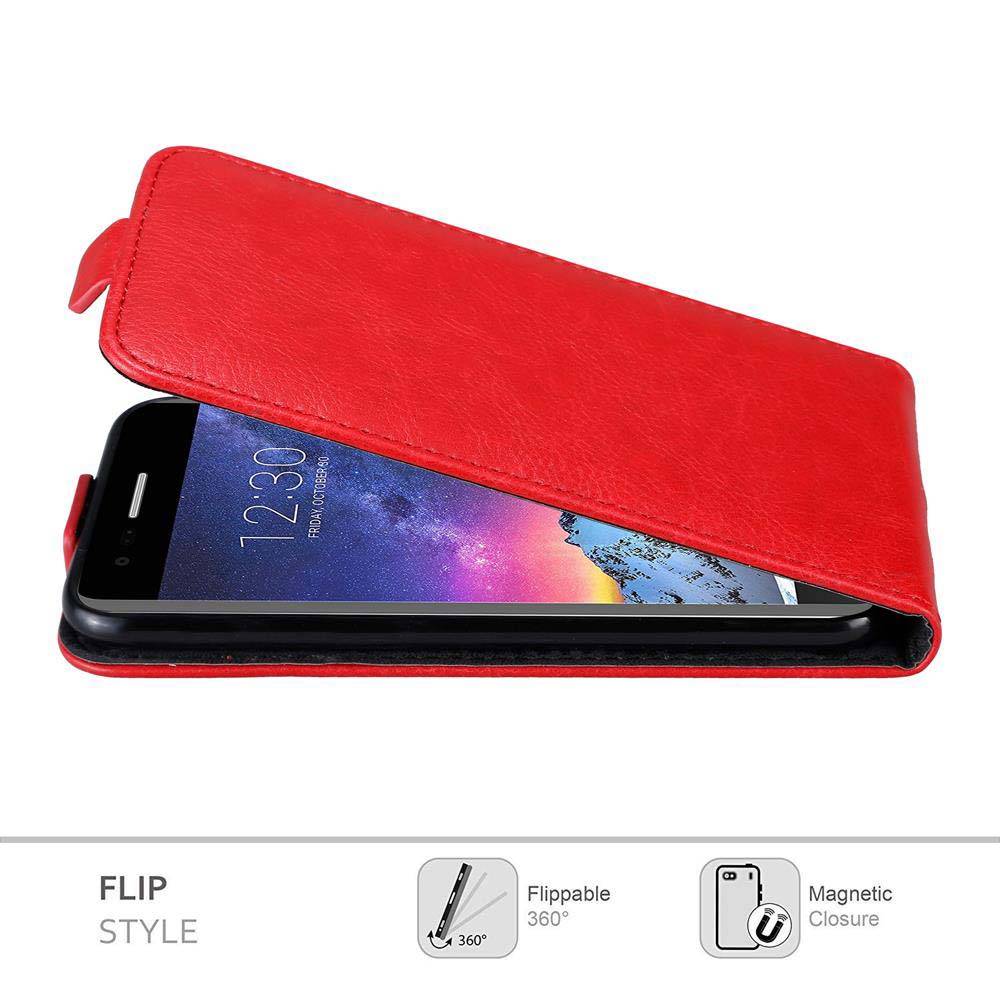 Cadorabo Hülle für LG K8 2017 Schutz Hülle in Rot Flip Etui Handyhülle Case Cover