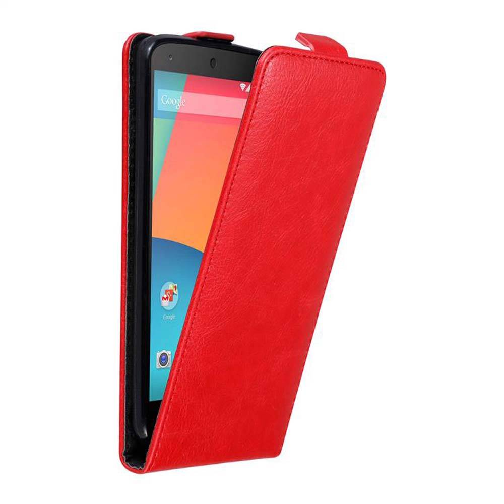 Cadorabo Hülle für LG Google NEXUS 5 Schutz Hülle in Rot Flip Etui Handyhülle Case Cover