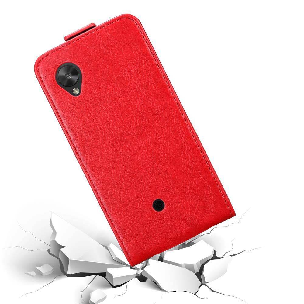 Cadorabo Hülle für LG Google NEXUS 5 Schutz Hülle in Rot Flip Etui Handyhülle Case Cover