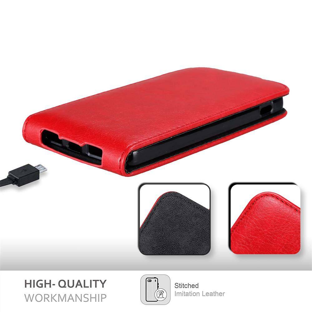 Cadorabo Hülle für LG Google NEXUS 5 Schutz Hülle in Rot Flip Etui Handyhülle Case Cover