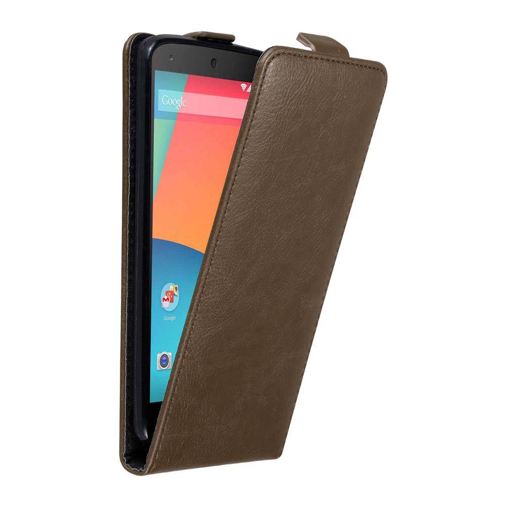 Cadorabo Hülle für LG Google NEXUS 5 Schutz Hülle in Braun Flip Etui Handyhülle Case Cover