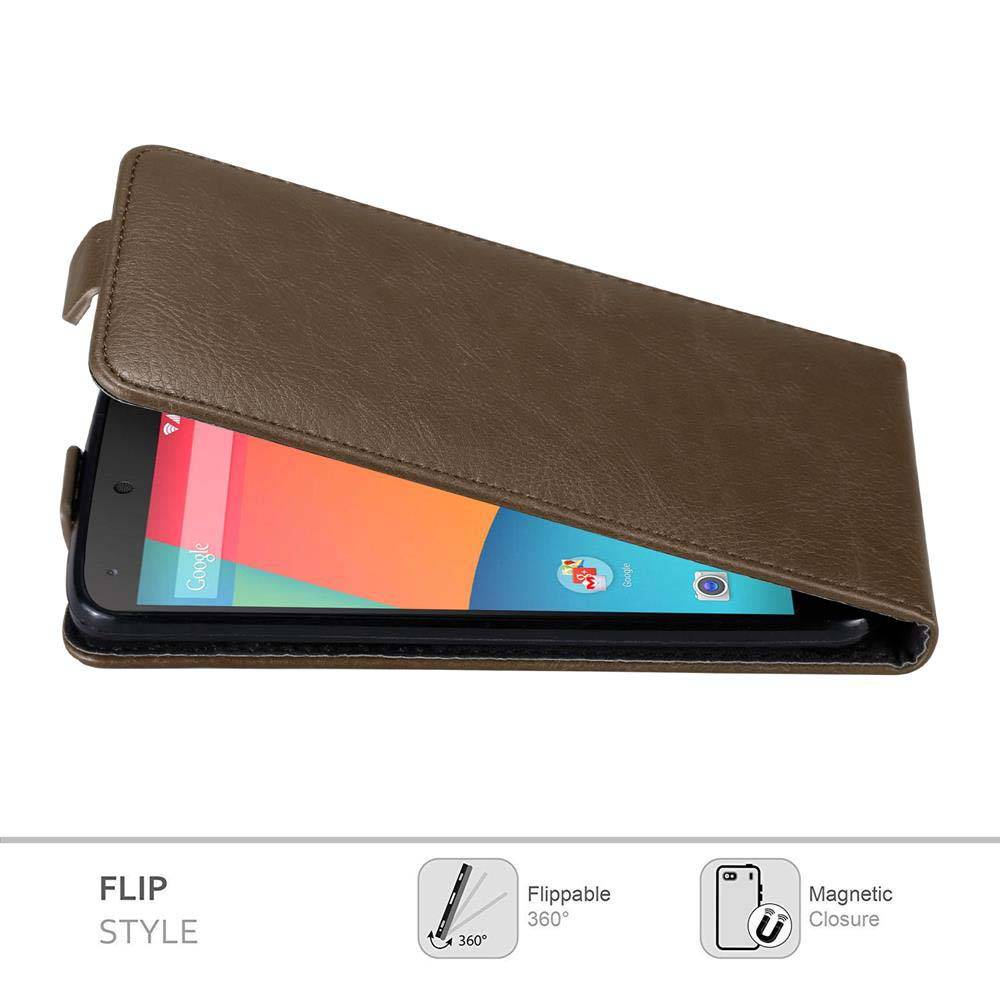 Cadorabo Hülle für LG Google NEXUS 5 Schutz Hülle in Braun Flip Etui Handyhülle Case Cover
