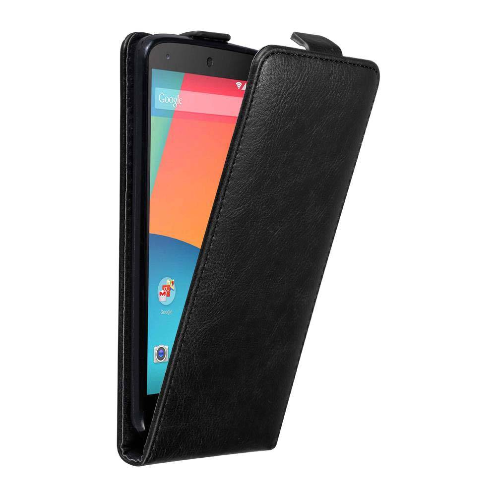 Cadorabo Hülle für LG Google NEXUS 5 Schutz Hülle in Schwarz Flip Etui Handyhülle Case Cover