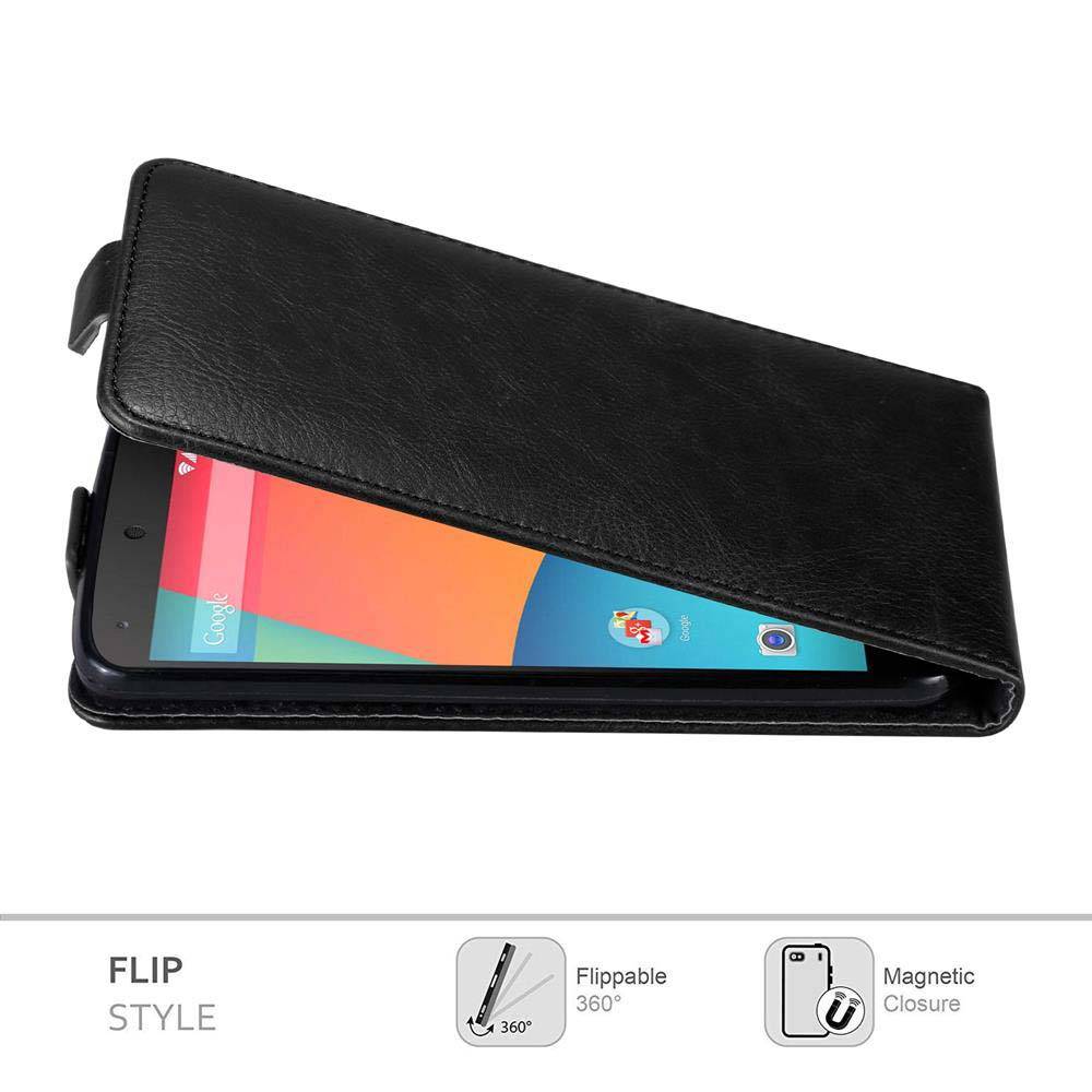 Cadorabo Hülle für LG Google NEXUS 5 Schutz Hülle in Schwarz Flip Etui Handyhülle Case Cover
