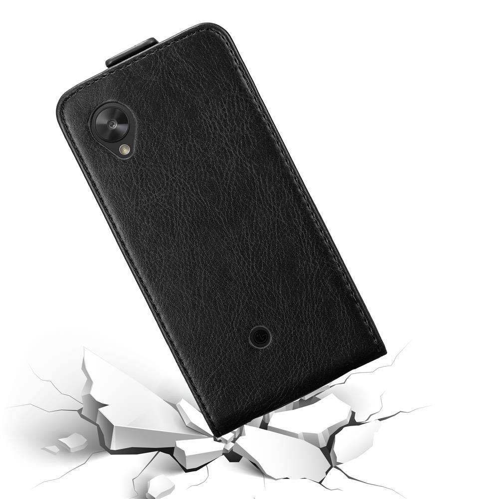Cadorabo Hülle für LG Google NEXUS 5 Schutz Hülle in Schwarz Flip Etui Handyhülle Case Cover