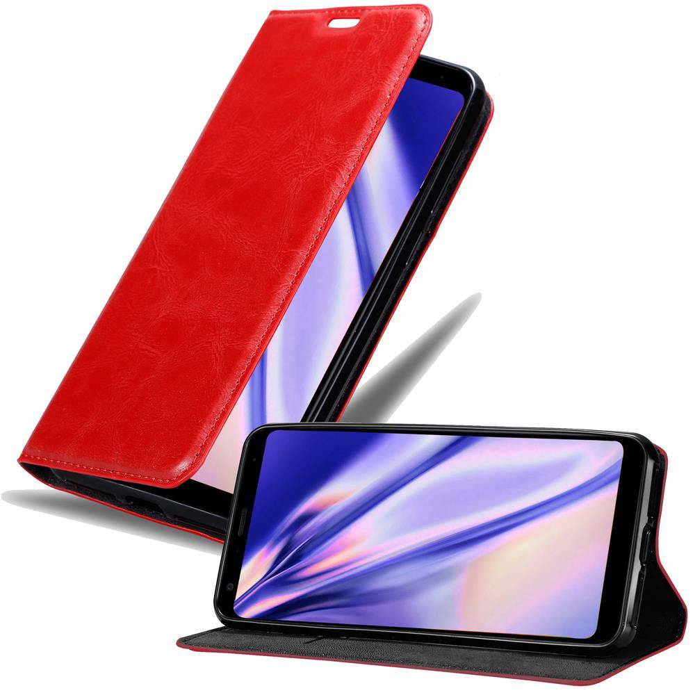 Cadorabo Hülle für LG Q STYLUS Schutz Hülle in Rot Handyhülle Etui Case Cover Magnetverschluss