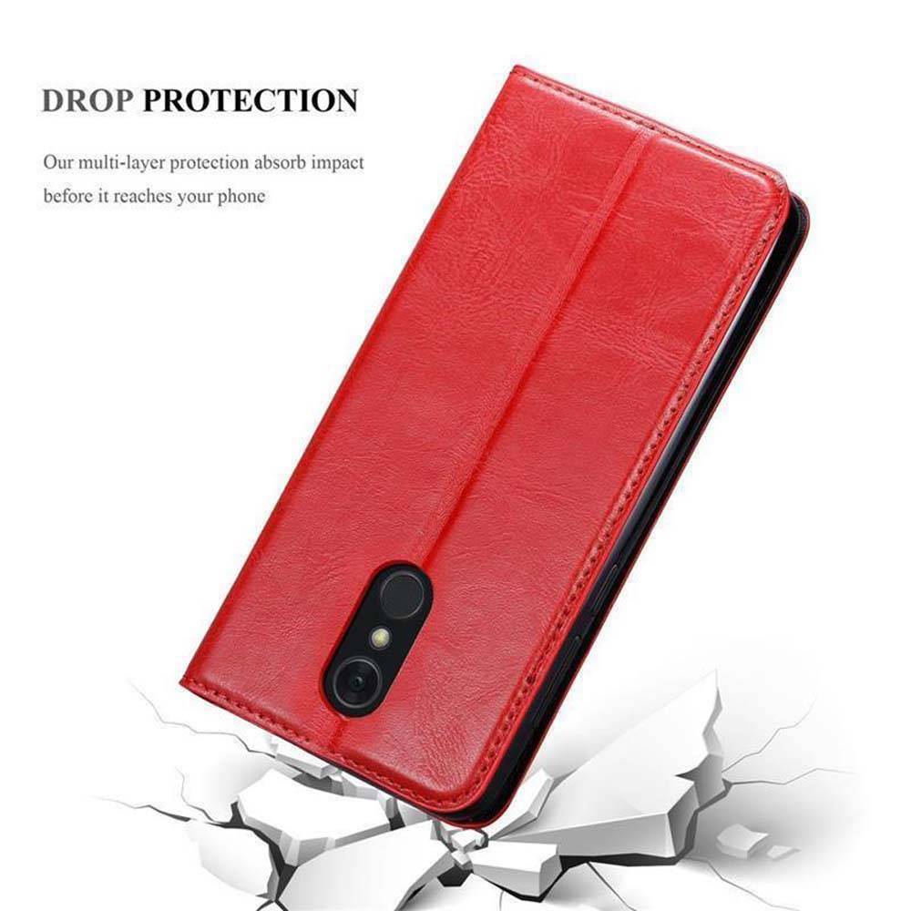 Cadorabo Hülle für LG Q STYLUS Schutz Hülle in Rot Handyhülle Etui Case Cover Magnetverschluss