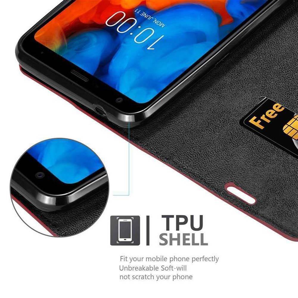 Cadorabo Hülle für LG Q STYLUS Schutz Hülle in Rot Handyhülle Etui Case Cover Magnetverschluss