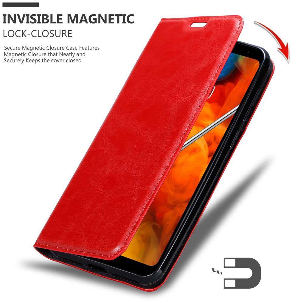 Cadorabo Hülle für LG Q STYLUS Schutz Hülle in Rot Handyhülle Etui Case Cover Magnetverschluss