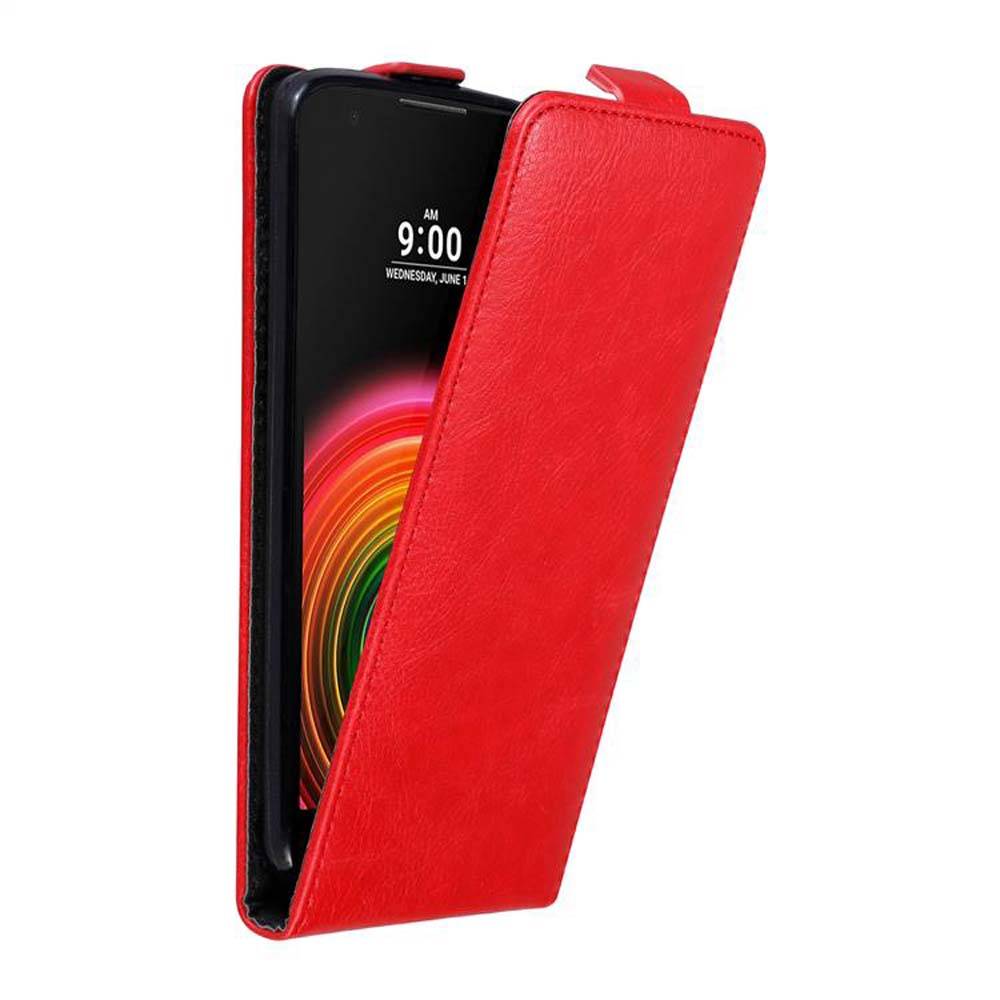 Cadorabo Hülle für LG X POWER Schutz Hülle in Rot Flip Etui Handyhülle Case Cover