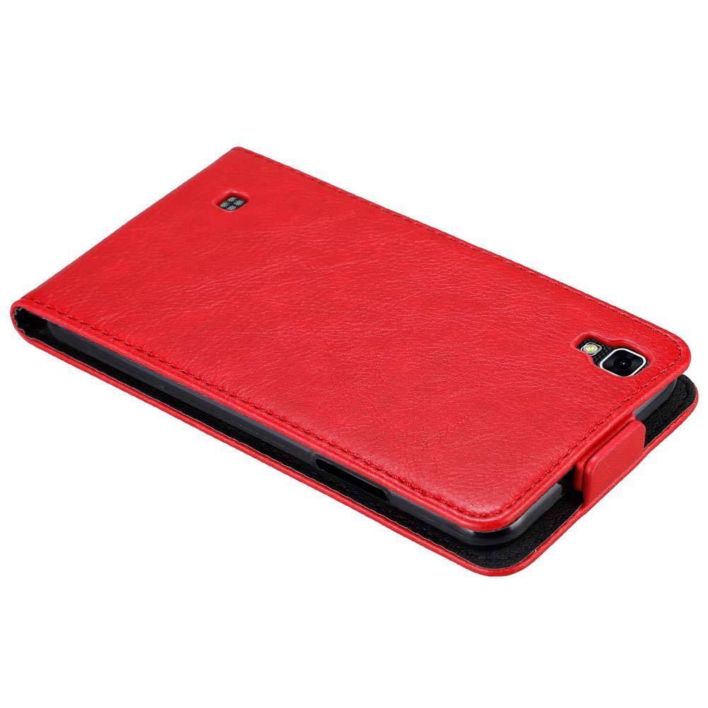 Cadorabo Hülle für LG X POWER Schutz Hülle in Rot Flip Etui Handyhülle Case Cover