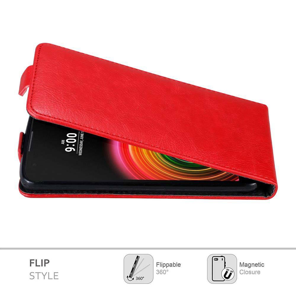 Cadorabo Hülle für LG X POWER Schutz Hülle in Rot Flip Etui Handyhülle Case Cover