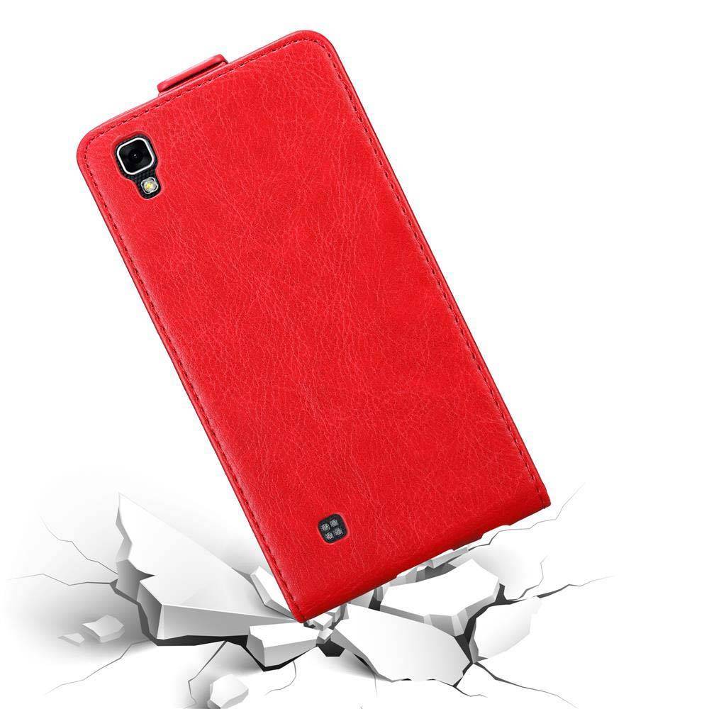 Cadorabo Hülle für LG X POWER Schutz Hülle in Rot Flip Etui Handyhülle Case Cover