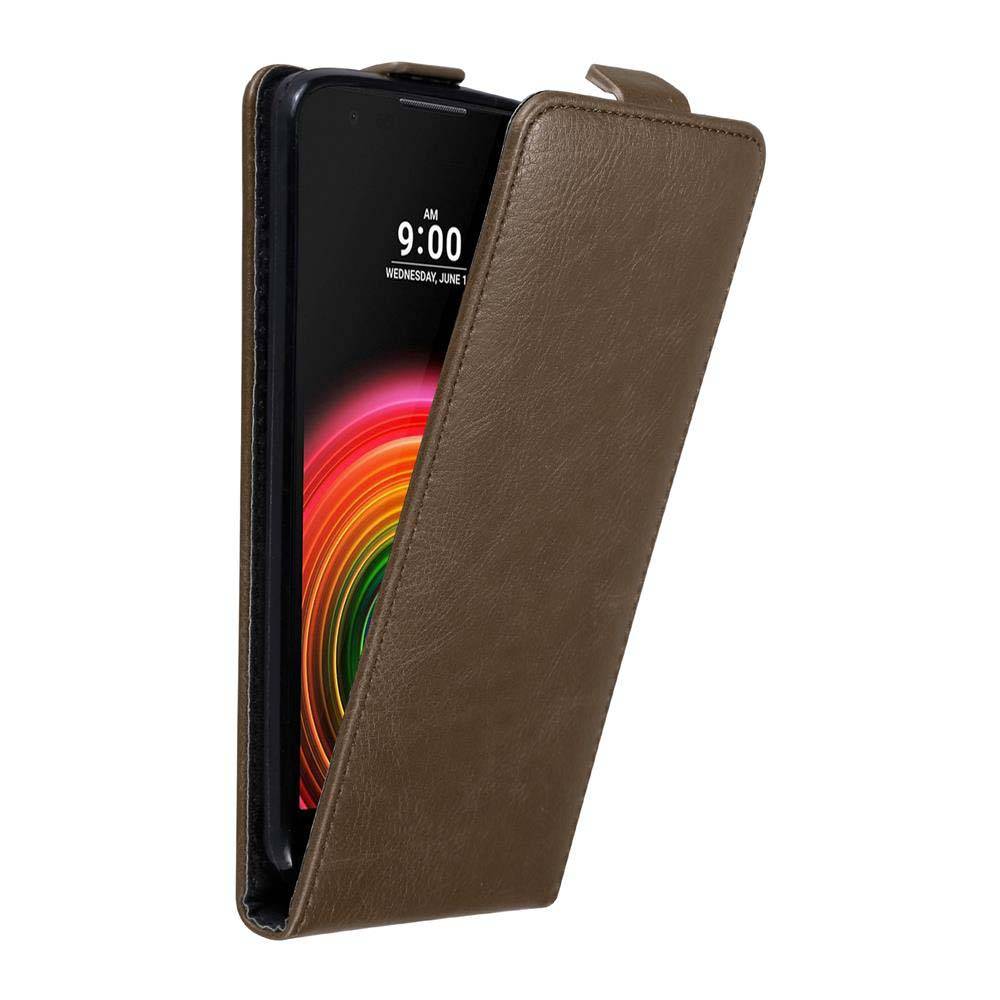 Cadorabo Hülle für LG X POWER Schutz Hülle in Braun Flip Etui Handyhülle Case Cover